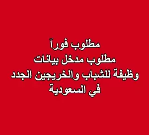 مطلوب مدخل بيانات – فرصة مخصصة للشباب والخريجين الجدد