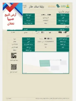 بيش ارض للبيع بصك في بيش