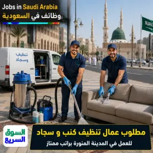 مطلوب عمال تنظيف كنب ومطلوب عمال تنظيف سجاد للعمل في المدينة المنورة وبراتب