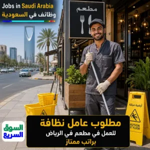 مطلوب عامل نظافة للعمل في مطعم في الرياض براتب ممتاز