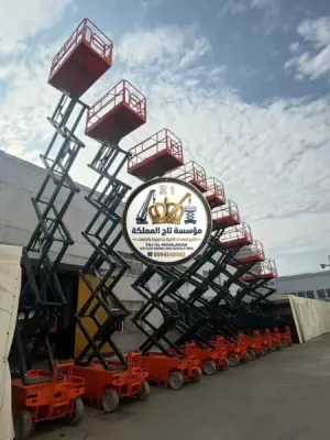 منصة مقصية للايجار بجدة - رابغ - بحرة | 8 متر 10 متر 14 متر 20 متر | Scissor Lift Rental Jeddah | وصول للارتفاعات - تركيب واجهات - صيانة مستودعات