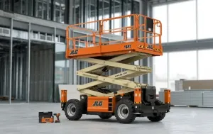 سيزر لفت للإيجار بقيق (Scissor Lift Rental Abqaiq) ⚡ رافعة مقصية (Manlift) للخدمات الشاقة 🛠️ يومي وشهري ⇦ السامي للمعدات