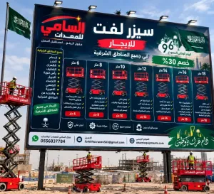🔥 السامي للمعدات | سيزر لفت جديد للإيجار في الخفجي جميع مناطق الشرقية | موديلات 2026–2027 | 12–18م | كهربائي وديزل | مع أو بدون مشغل